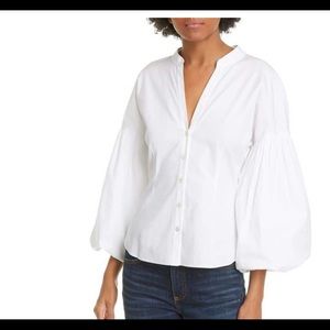Veronica Beard Aileen White Cotton Stretch Top